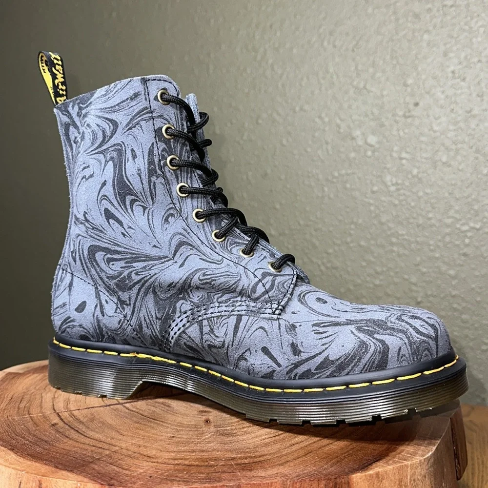 DR. MARTENS 1460 Pascal Marbled Suede Lace Up Boots - Picture 11 of 16